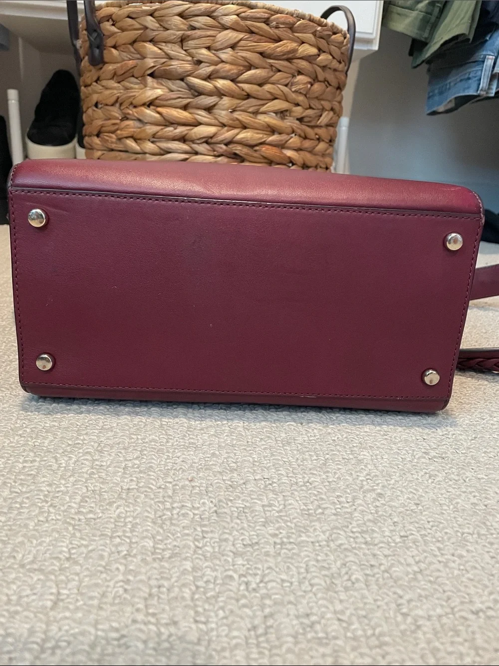kate spade Burgundy Leather Top-Handle Satchel with Tassel